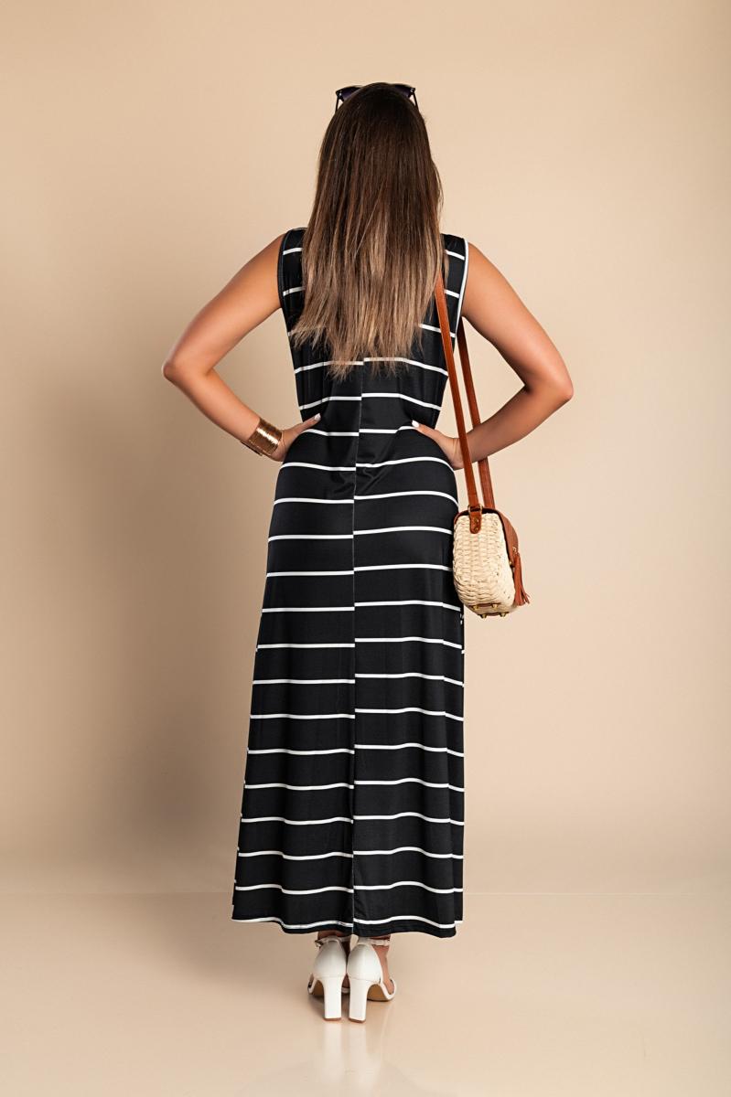 Rochie maxi cu imprimeu în dungi