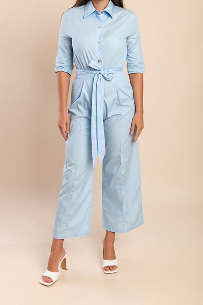 Cotton jumpsuit with print