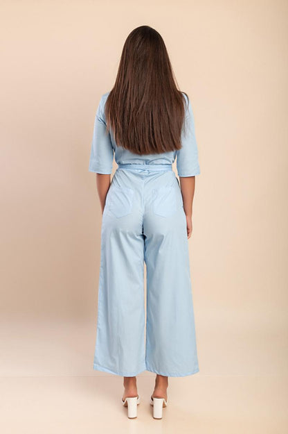 Cotton jumpsuit with print