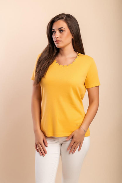 Tricou din bumbac cu detaliu decorativ