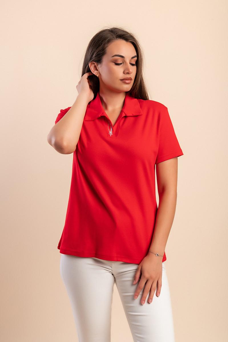 Βαμβακερό T-shirt με γιακά