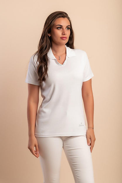 Tricou din bumbac cu guler