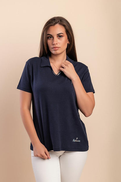 T-shirt in cotone con colletto