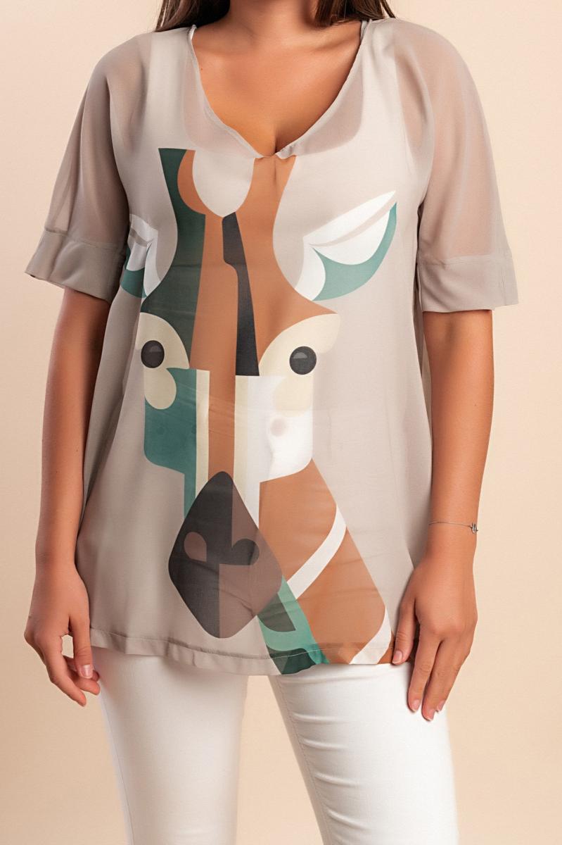 Sheer blouse with print