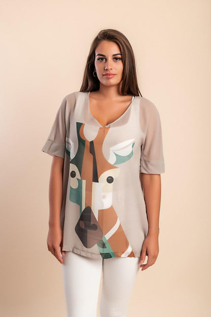 Sheer blouse with print