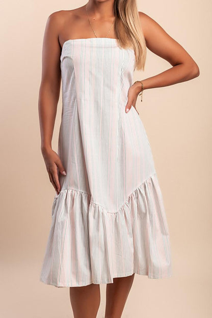 Midi-Kleid aus Baumwolle mit Streifenprint