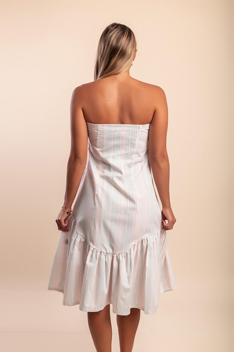 Midi-Kleid aus Baumwolle mit Streifenprint