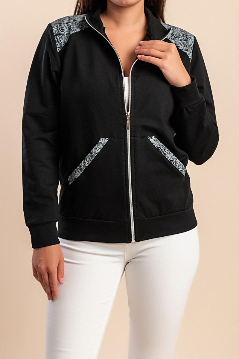 Cotton zip-up hoodie with print