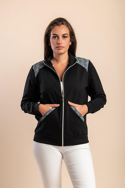 Cotton zip-up hoodie with print