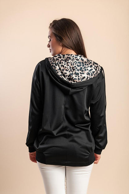 Strickjacke mit Reißverschluss und Leopardenmuster