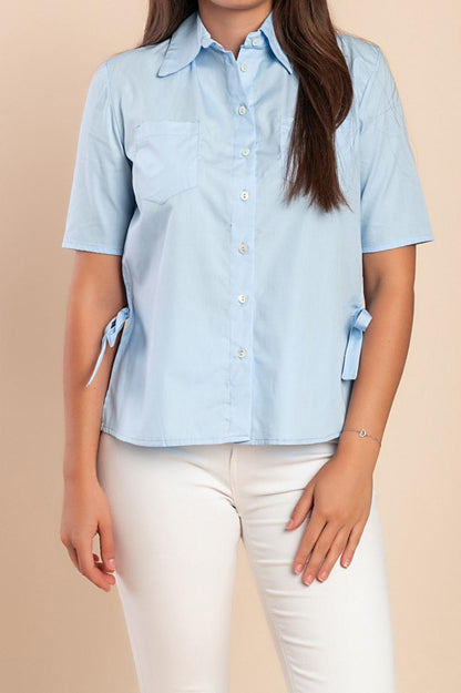 Top in cotone a maniche corte