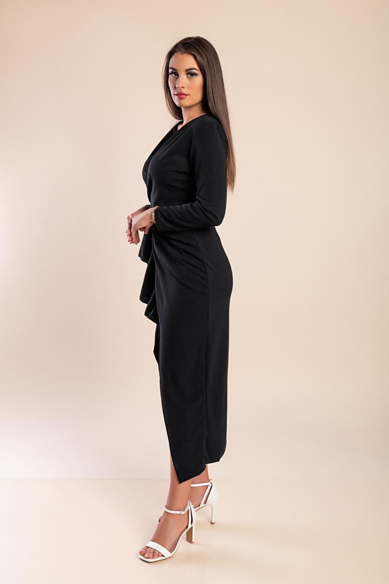 Abito midi elegante Brynlee con scollo a portafoglio, maniche a 3/4 e balze