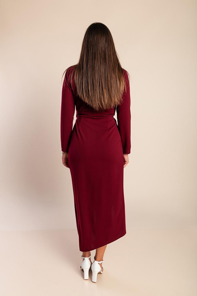Vestido midi elegante Brynlee com mangas 3/4, folhos e decote cruzado