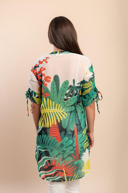 Semi-sheer blouse with print