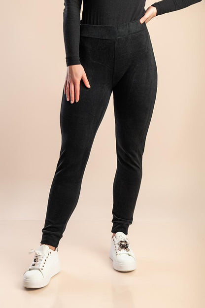Pantaloni slim in velluto imitazione