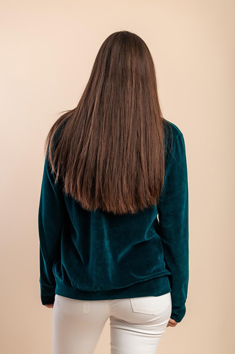 Cotton zip-up sweatshirt in imitation velvet