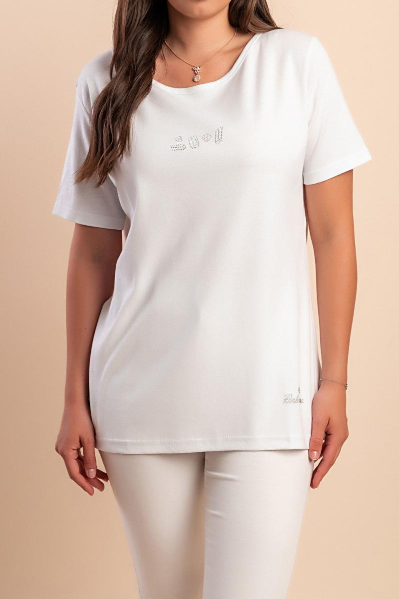T-shirt de algodão com gola redonda