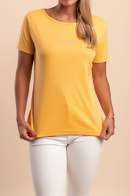Βαμβακερό T-shirt με στρογγυλή λαιμόκοψη