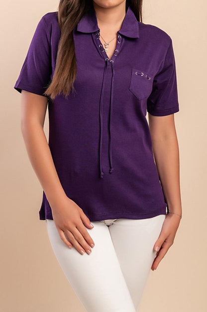 T-shirt in cotone con colletto