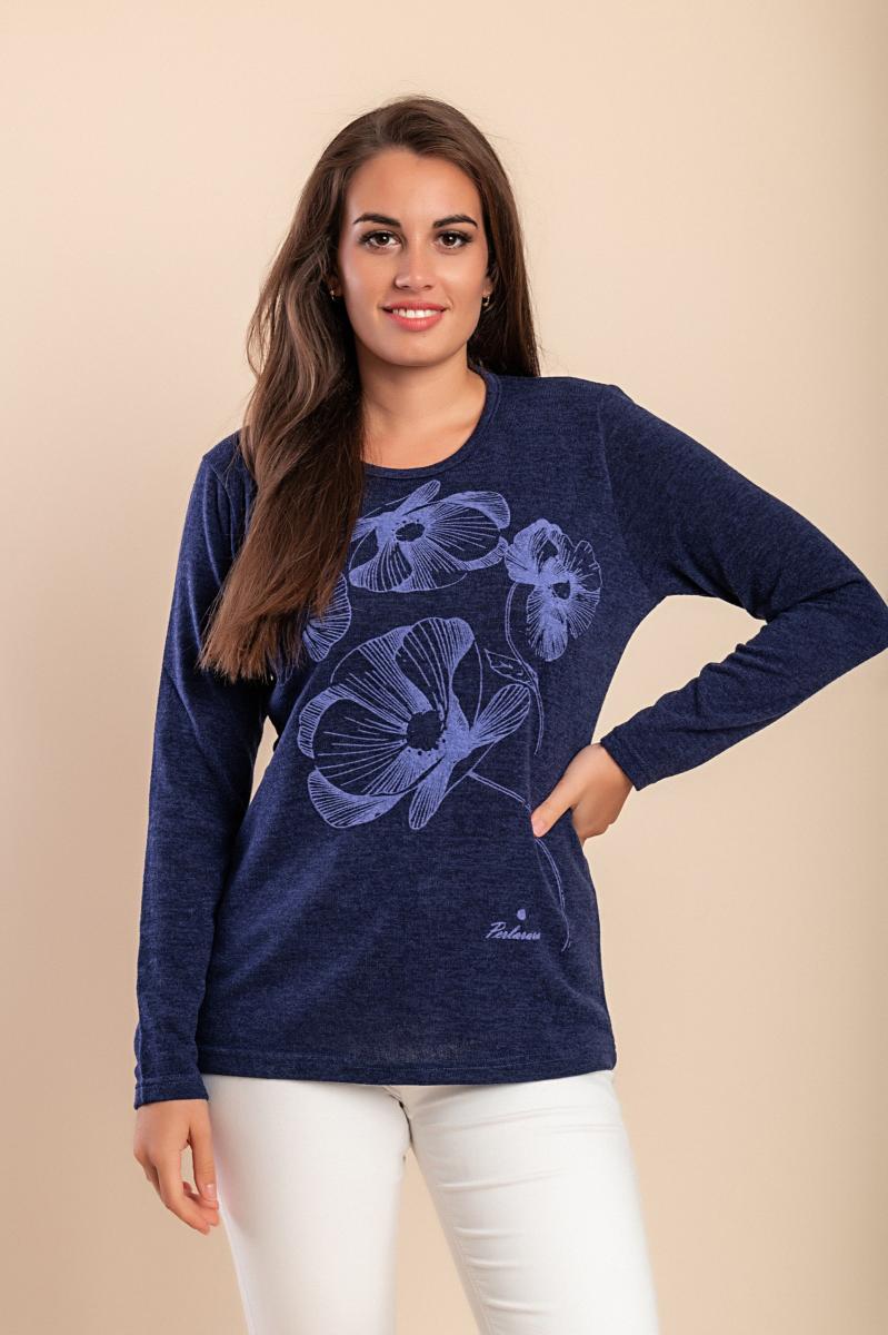 Dzianinowy sweter w kwiatowy wzór