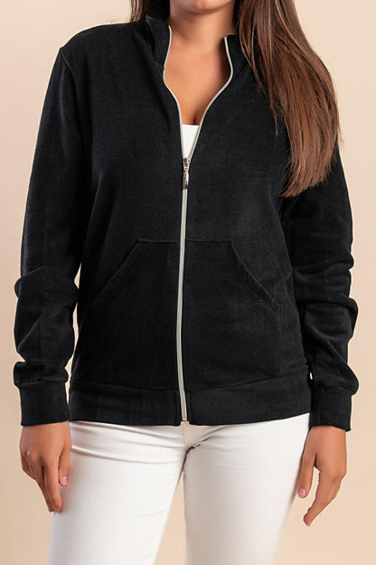 Cotton zip-up jacket with long sleeves