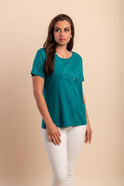 Tricou din bumbac cu guler rotund