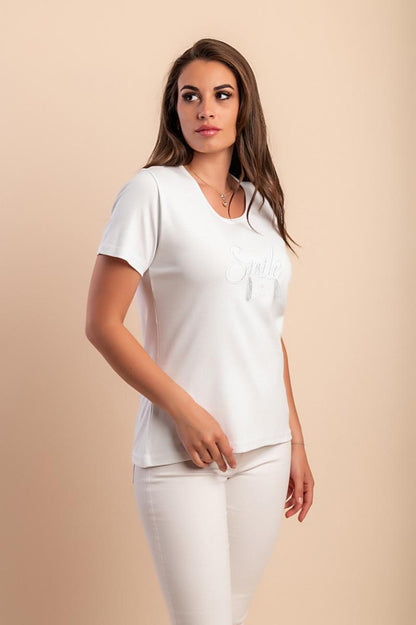 Tricou din bumbac cu decolteu rotund