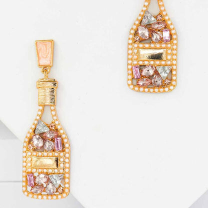Brincos pendentes elegantes com strass em cor dourada ART359