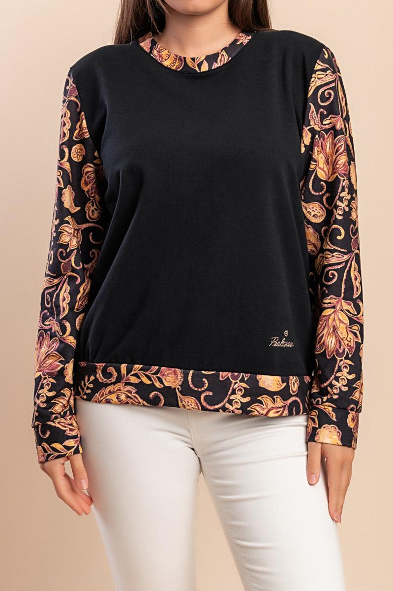 Top de manga comprida com estampado