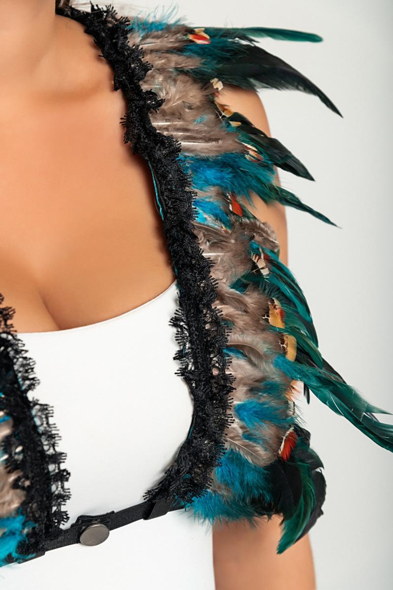 Sutiã em tiras elásticas com plumas, ART2289