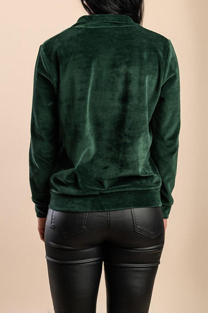 Giacca con zip in velluto effetto scamosciato