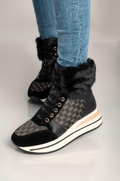 Sneakersy z imitacji skóry i materiału Alreya