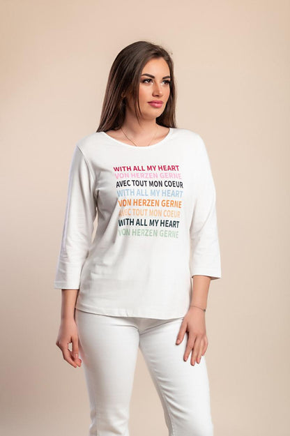 Baumwoll-Top in großen Größen mit Print
