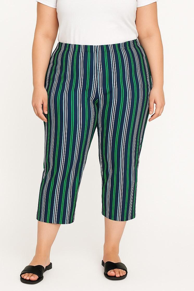 Plus size striped viscose pants