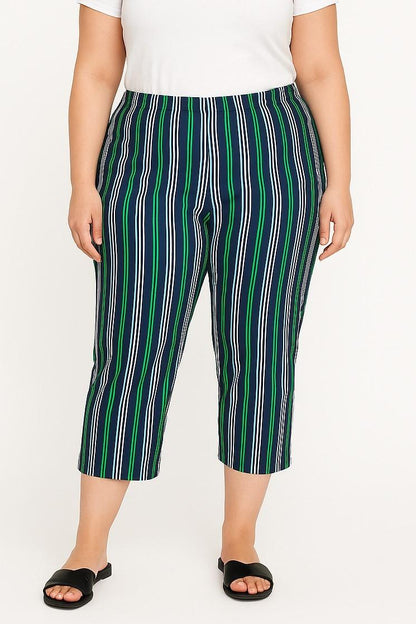 Plus size striped viscose pants