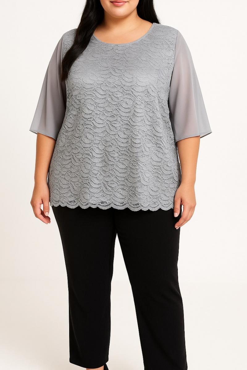 Bluză plus size cu dantelă