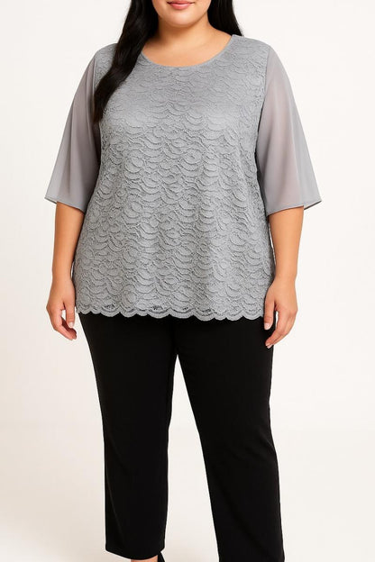 Bluză plus size cu dantelă
