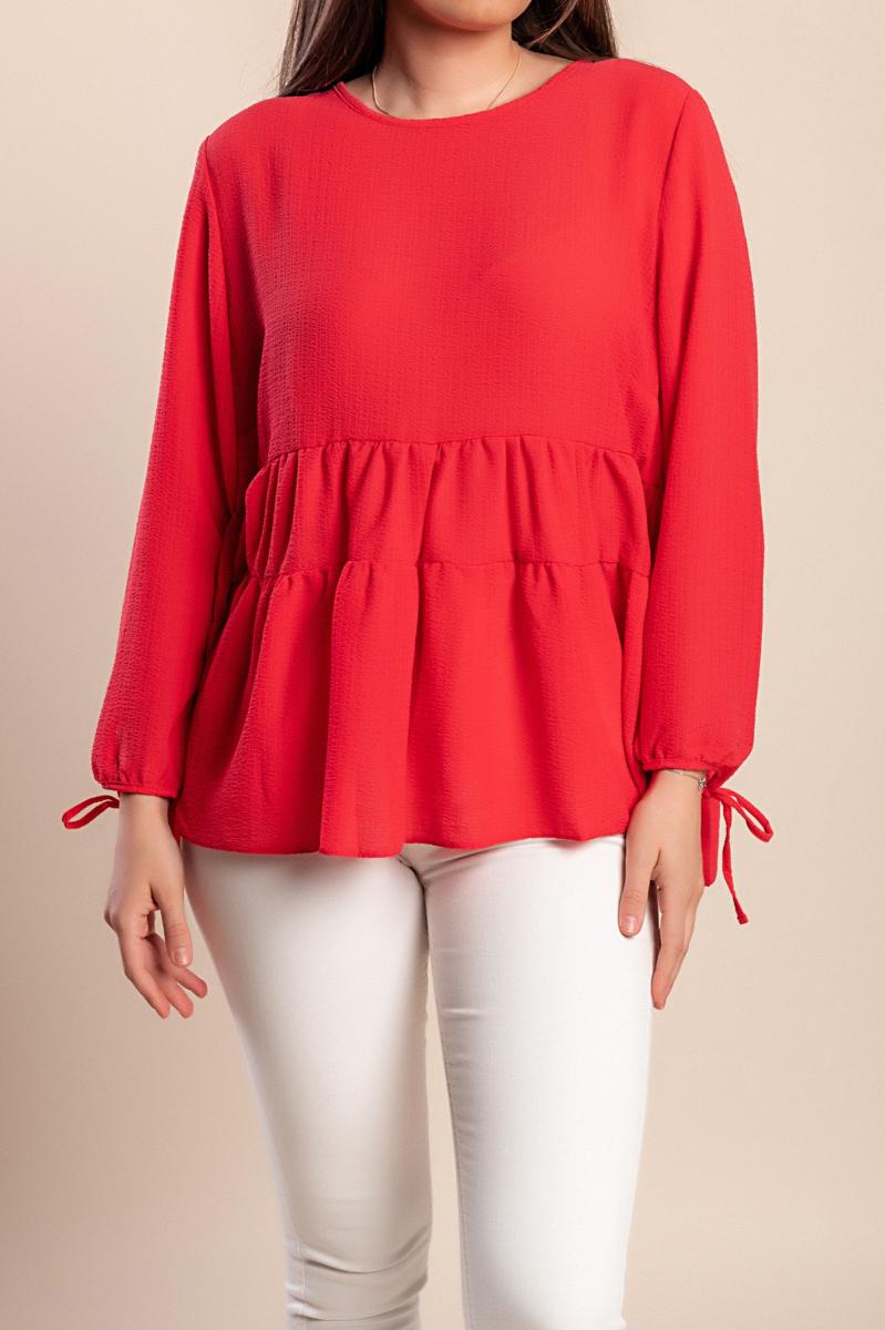 Plus size long-sleeved blouse
