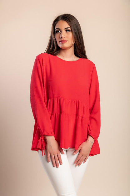 Plus size long-sleeved blouse