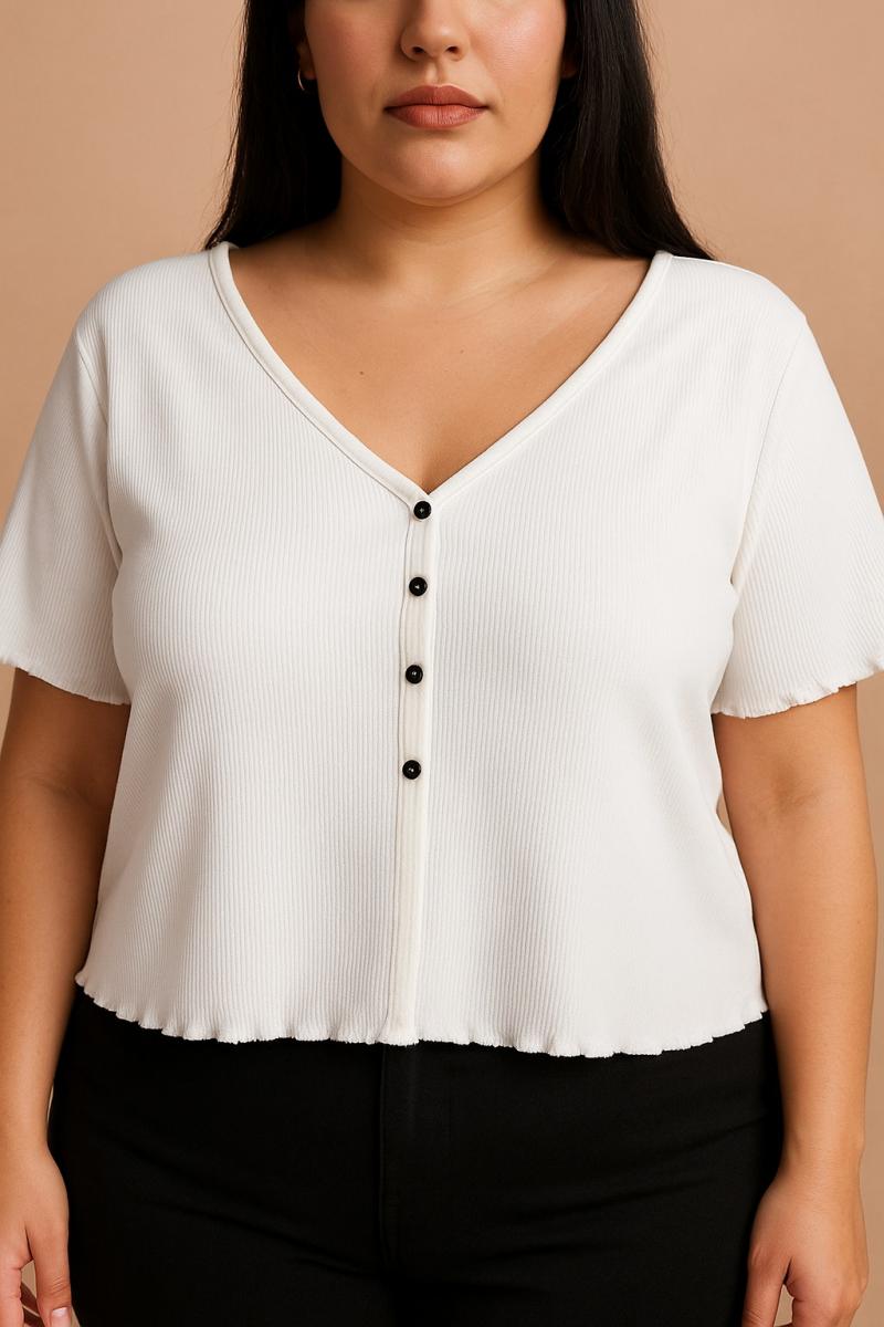 Plus size cotton button-down shirt
