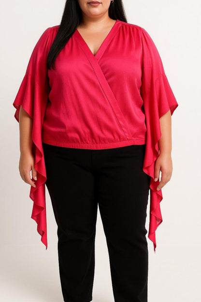 Bluză plus size cu decolteu în "V"