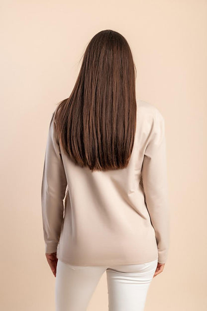 Top elegante in cotone con scollo rotondo