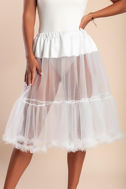 Sheer tulle midi skirt