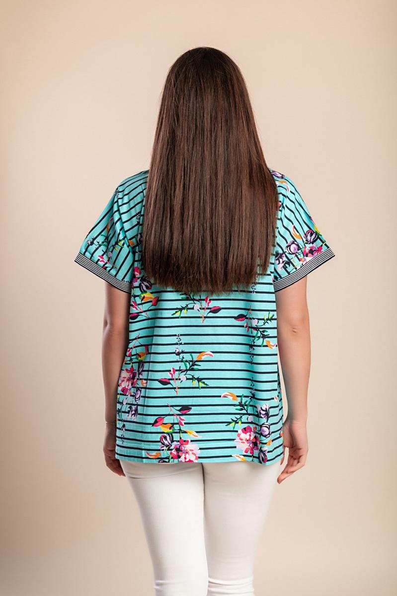 Tricou mărimi mari cu imprimeu în dungi