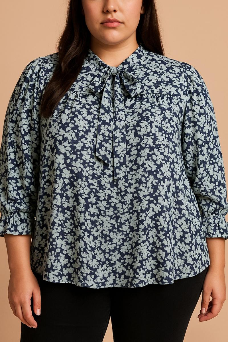 Plus size blouse with floral print