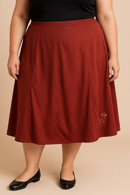 Plus-Size-Midirock mit Stickerei