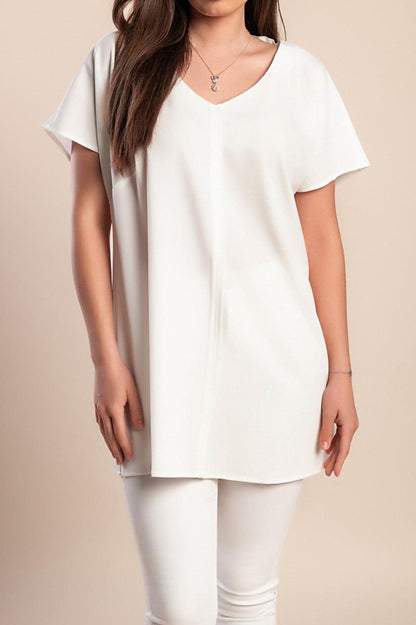 Plus size blouse with short sleeves