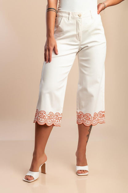Cotton pants with embroidery