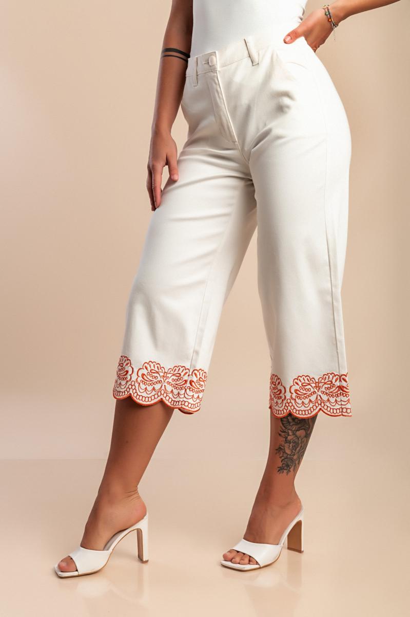 Cotton pants with embroidery