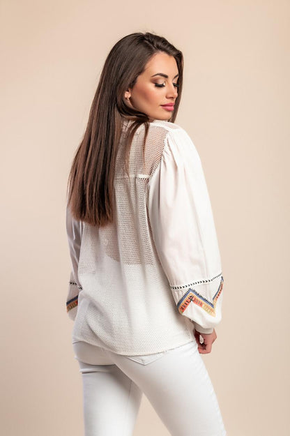 Cotton mesh blouse
